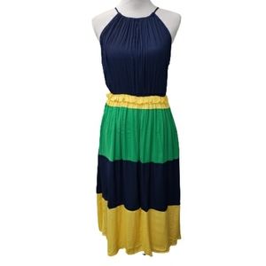 Gibson Latimer Dress Tiered Color Block Sz S Sleeveless